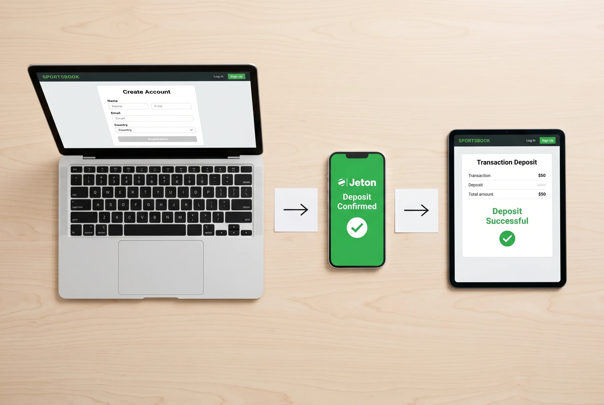 Trin-for-trin indbetaling med Jeton hos en online bookmaker